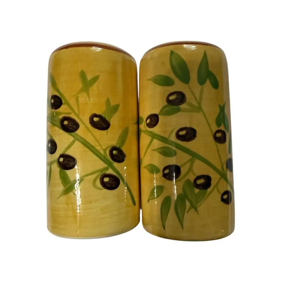 New Deadstock- Pfaltzgraff OLIVE GROVE Salt & Pepper Shaker Set  2011